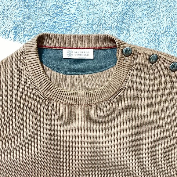 $1495 Authentic BRUNELLO CUCINELLI Made in ITALY Men's Brown Sweater Sz.54 EU - Picture 11 of 12